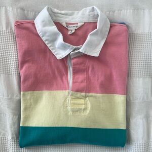 Men’s Large J.Crew Striped Rugby Polo with White Collar